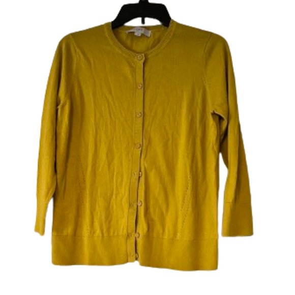 LOFT Sweaters - Loft Yellow/Mustard Color Cotton Cardigan - Large